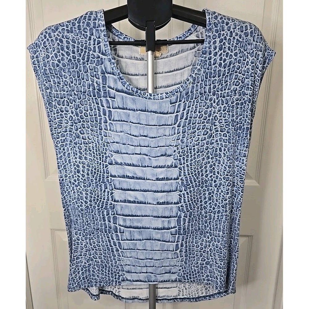 Michael Kors women's small blue animal print sleeveless blouse
